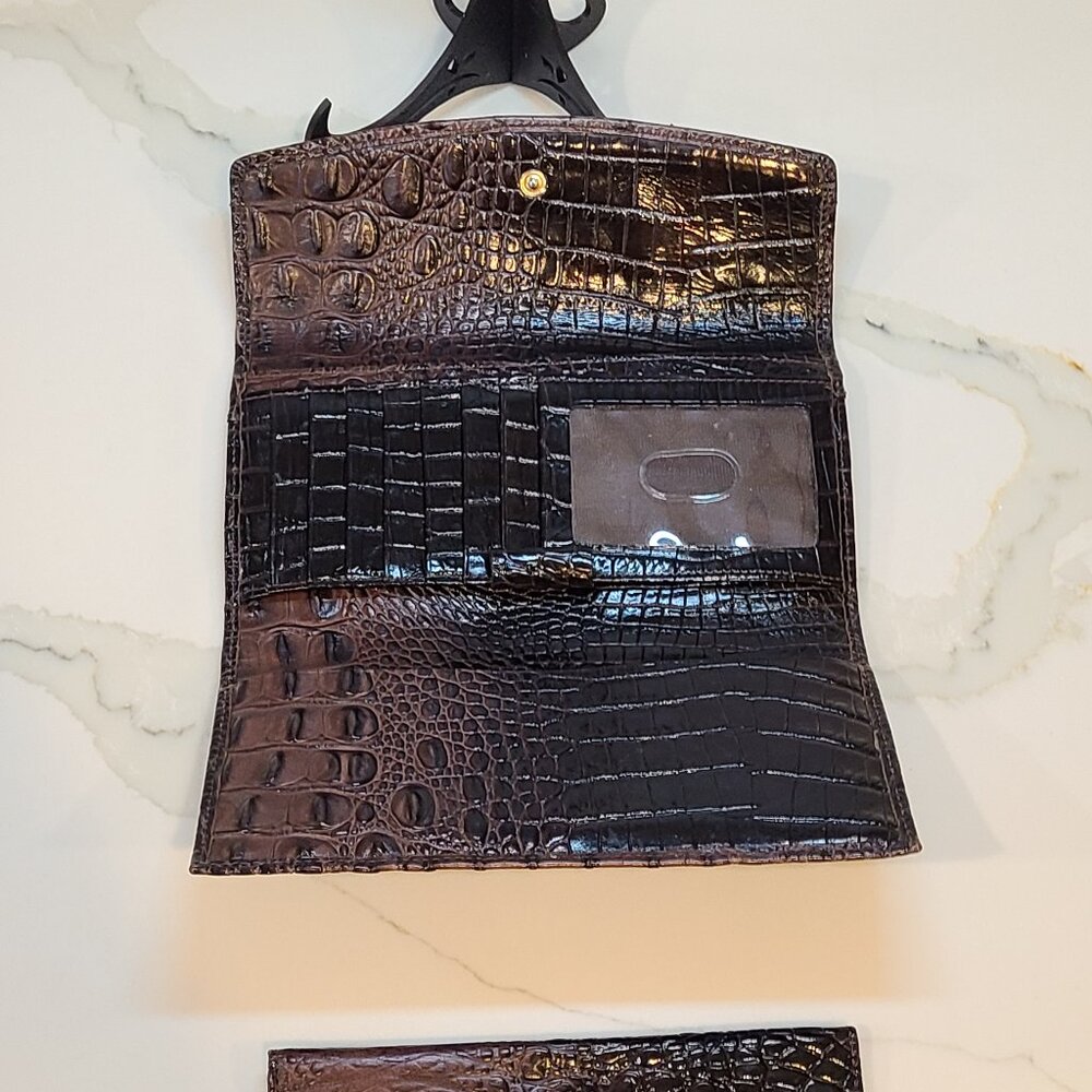 Brahmin Vintage trifold checkbook wallet in Cocoa Melbourne EUC - Picture 5 of 8